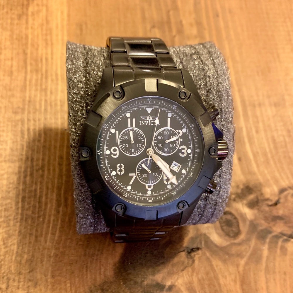 Invicta Chronograph Black Stainless Steel Watch